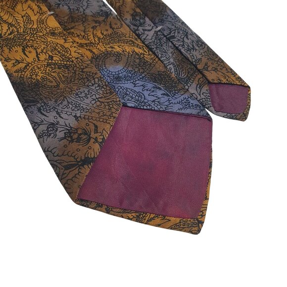 Guy Laroche Couture All Silk Paisley Tie Orange Purple Italy Elegant Design - Picture 5 of 5